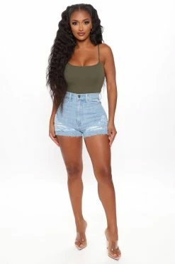 Fashion Nova Sorry Mom Shorts - Light Wash