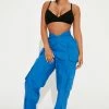 Fashion Nova Main Character Cargo Parachute Pants - Blue