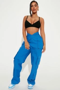 Fashion Nova Main Character Cargo Parachute Pants - Blue