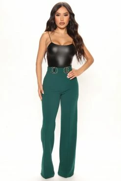 Fashion Nova Always In Charge Wide Leg Pant 33 - Emerald