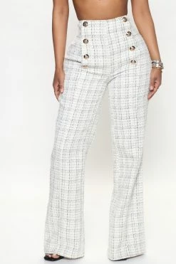 Fashion Nova Pants Elegant Touch Tweed Pant 33 - White