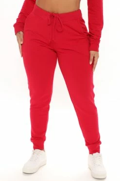 Fashion Nova Latest And Greatest French Terry Jogger - Red