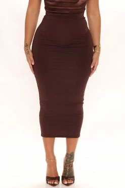 Fashion Nova Olive Oil II Skirt - Chocolate Skirts & Skorts