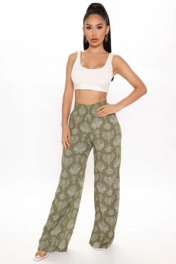 Fashion Nova Tied To A Shallow Heart Pants - Olive