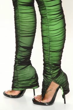 Fashion Nova Game Changer Ruched Mesh Legging - Lime