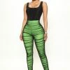 Fashion Nova Game Changer Ruched Mesh Legging - Lime