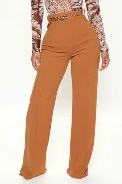 Fashion Nova Pants Miss Everything Pant 33 - Cognac
