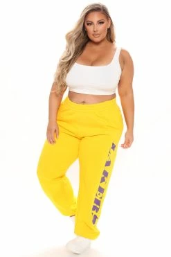 Fashion Nova NBA On The Rebound Lakers Sweatpants - Yellow