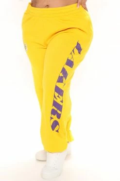 Fashion Nova NBA On The Rebound Lakers Sweatpants - Yellow