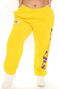 Fashion Nova NBA On The Rebound Lakers Sweatpants - Yellow
