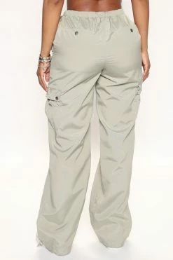 Fashion Nova Pants Step It Up Cargo Parachute Jogger - Sage