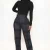 Fashion Nova Feeling Preppy Wide Leg Pant 33 - Navy/combo
