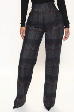 Fashion Nova Feeling Preppy Wide Leg Pant 33 - Navy/combo