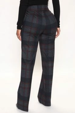 Fashion Nova Feeling Preppy Wide Leg Pant 33 - Navy/combo