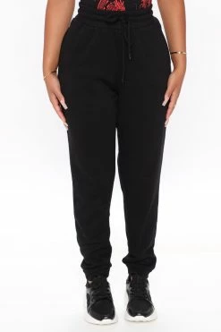 Fashion Nova Pants Unbothered Fleece Jogger - Black