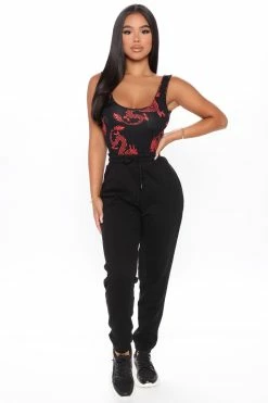 Fashion Nova Pants Unbothered Fleece Jogger - Black