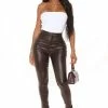 Fashion Nova Sammie High Rise Pants - Chocolate
