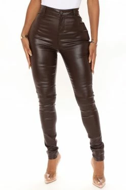 Fashion Nova Sammie High Rise Pants - Chocolate