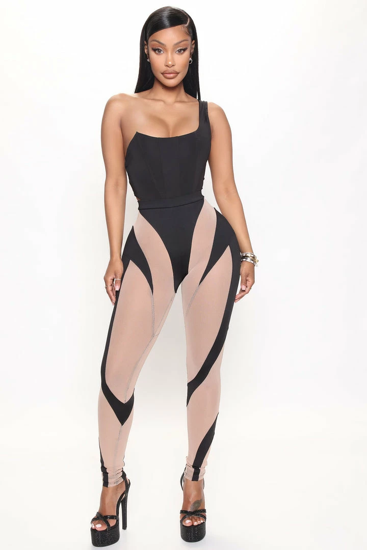 Fashion Nova Wanna Be Yours Mesh Legging - Black