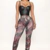 Fashion Nova Pants Into The Groove Stacked Pant - Brown/combo