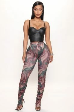 Fashion Nova Pants Into The Groove Stacked Pant - Brown/combo