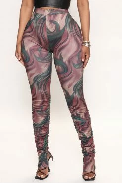 Fashion Nova Pants Into The Groove Stacked Pant - Brown/combo