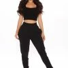 Fashion Nova Pants Not A Game Fleece Jogger - Black