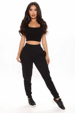 Fashion Nova Pants Not A Game Fleece Jogger - Black