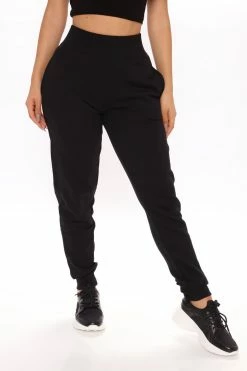 Fashion Nova Pants Not A Game Fleece Jogger - Black