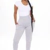 Fashion Nova Not A Game Fleece Jogger - Heathered Grey
