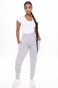 Fashion Nova Not A Game Fleece Jogger - Heathered Grey