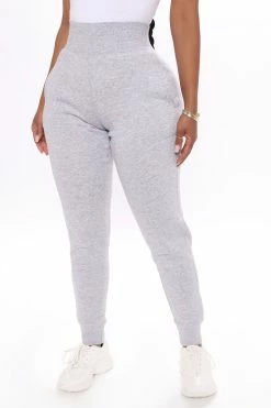 Fashion Nova Not A Game Fleece Jogger - Heathered Grey