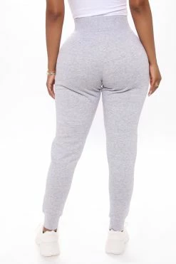 Fashion Nova Not A Game Fleece Jogger - Heathered Grey