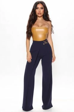 Fashion Nova Pants Aura Wide Leg Pant 33 - Navy