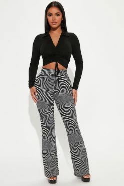 Fashion Nova Pants Lila Flare Pant - White/Black