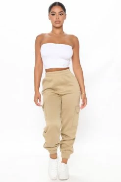 Fashion Nova Let's Relax Jogger Sweatpants - Tan