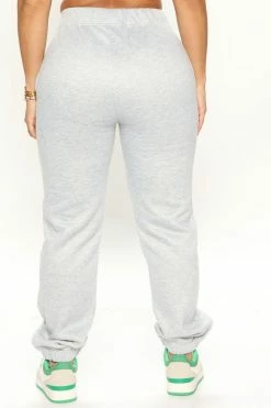 Fashion Nova 1 800 Smile Happy Face Sweatpants - Heather Grey