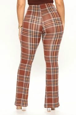 Fashion Nova Checkin' It Twice Flare Pant - Chocolate Pants