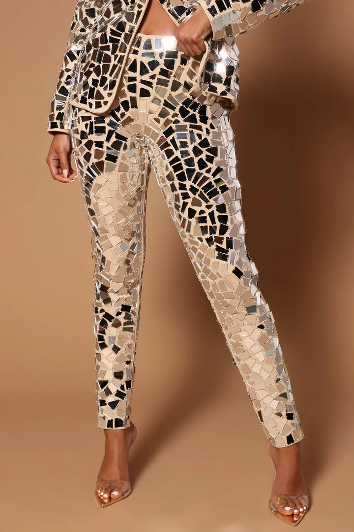 Fashion Nova Kenzie Mirror Pants - Silver