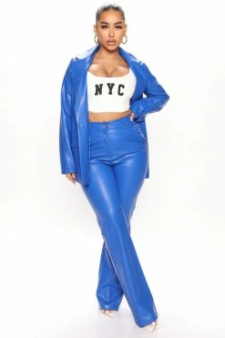 Fashion Nova Charlotte Leather Pant - Royal Pants