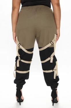 Fashion Nova Block It Out Cargo Joggers - Olive/Combo