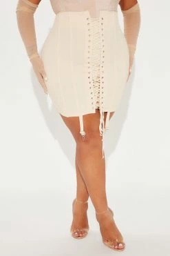 Fashion Nova Late Night Secrets Skirt - Cream Skirts & Skorts