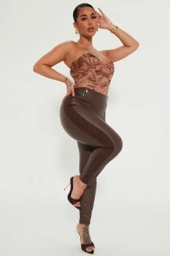Fashion Nova We Can Make It Work Faux Leather Legging - Chocolate
