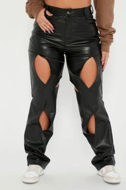 Fashion Nova Pants Thought You Knew Faux Leather Pant 32" - Black