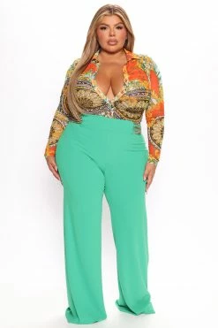 Fashion Nova Always Classy Wide Leg Pant 33 - Kelly Green