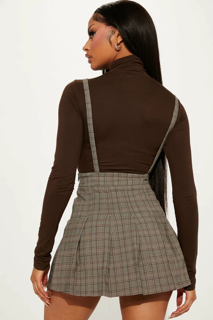Fashion Nova Outsmart You Plaid Skirtall - Brown/combo Skirts & Skorts