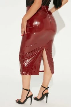 Fashion Nova Boot Camp Midi Skirt - Burgundy