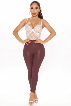 Fashion Nova Found The Right One Faux Leather Leggings - Wine