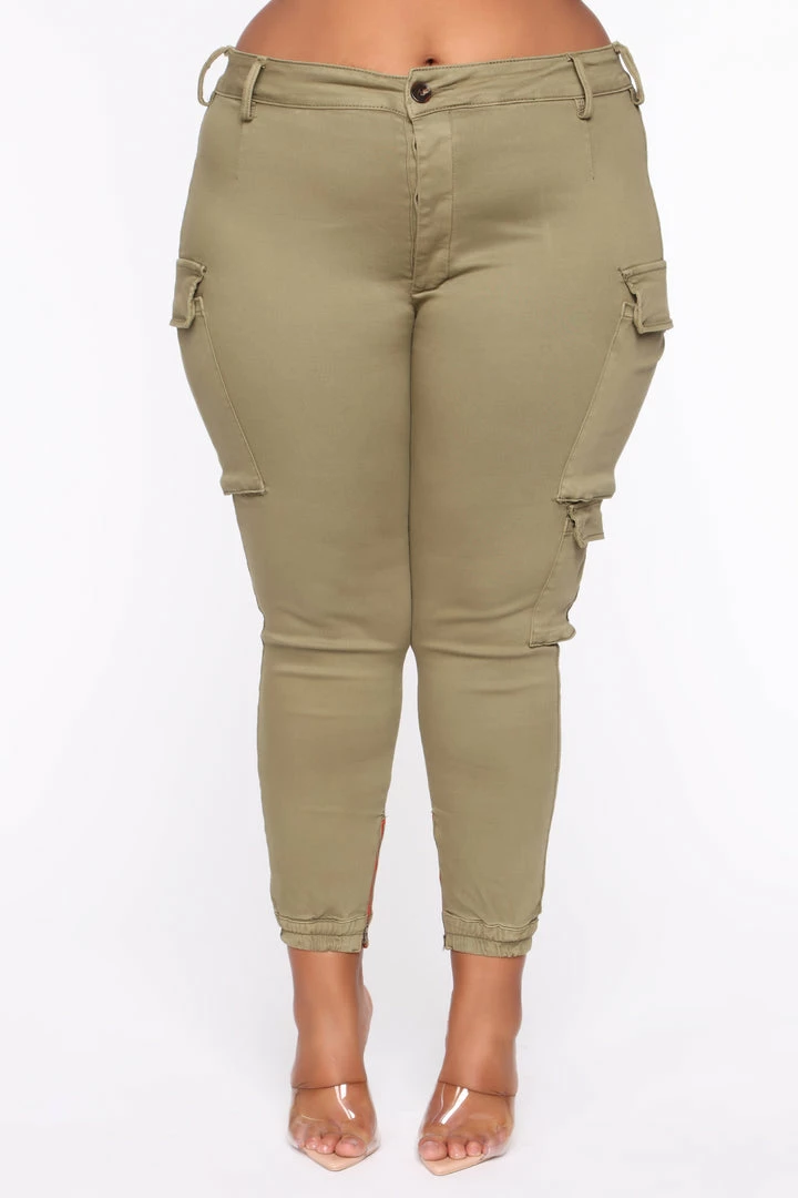Fashion Nova Kalley Cargo Pants - Olive
