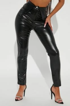 Fashion Nova Nights In The City Faux Leather Pant - Black